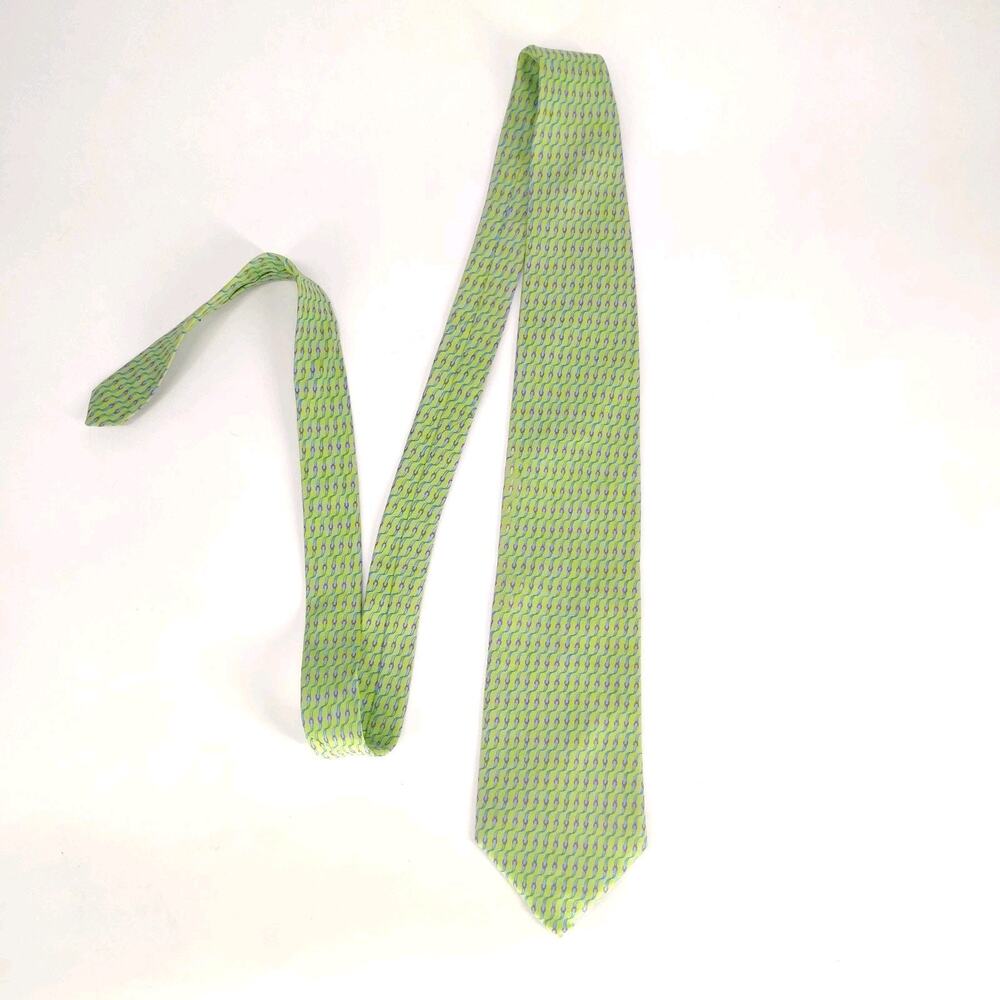 VTG Brooks Brothers Makers Tie Green Geometric Silk XL Extra Long USA 61 4